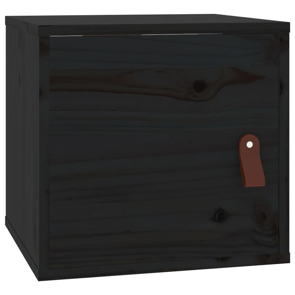VidaXL Wandkasten 2 st 31,5x30x30 cm massief grenenhout zwart