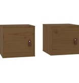 VidaXL Wandkasten 2 st 31,5x30x30 cm massief grenenhout honingbruin