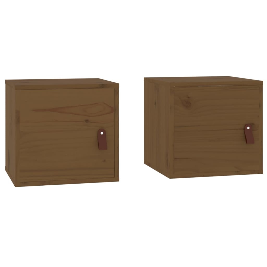 VidaXL Wandkasten 2 st 31,5x30x30 cm massief grenenhout honingbruin