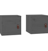 VidaXL Wandkasten 2 st 31,5x30x30 cm massief grenenhout grijs