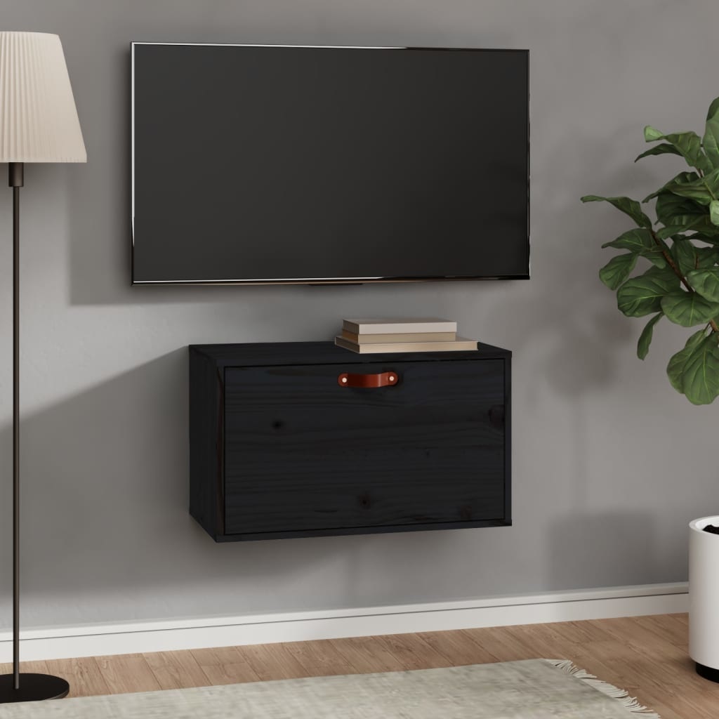 VidaXL Wandkast 60x30x35 cm massief grenenhout zwart
