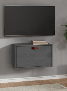 VidaXL Wandkast 60x30x35 cm massief grenenhout grijs