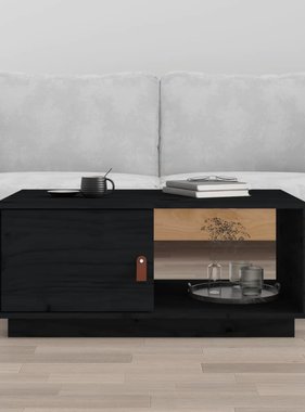 VidaXL Salontafel 80x50x35,5 cm massief grenenhout zwart