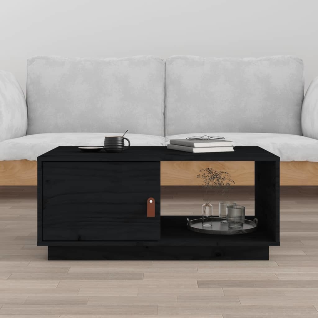 VidaXL Salontafel 80x50x35,5 cm massief grenenhout zwart