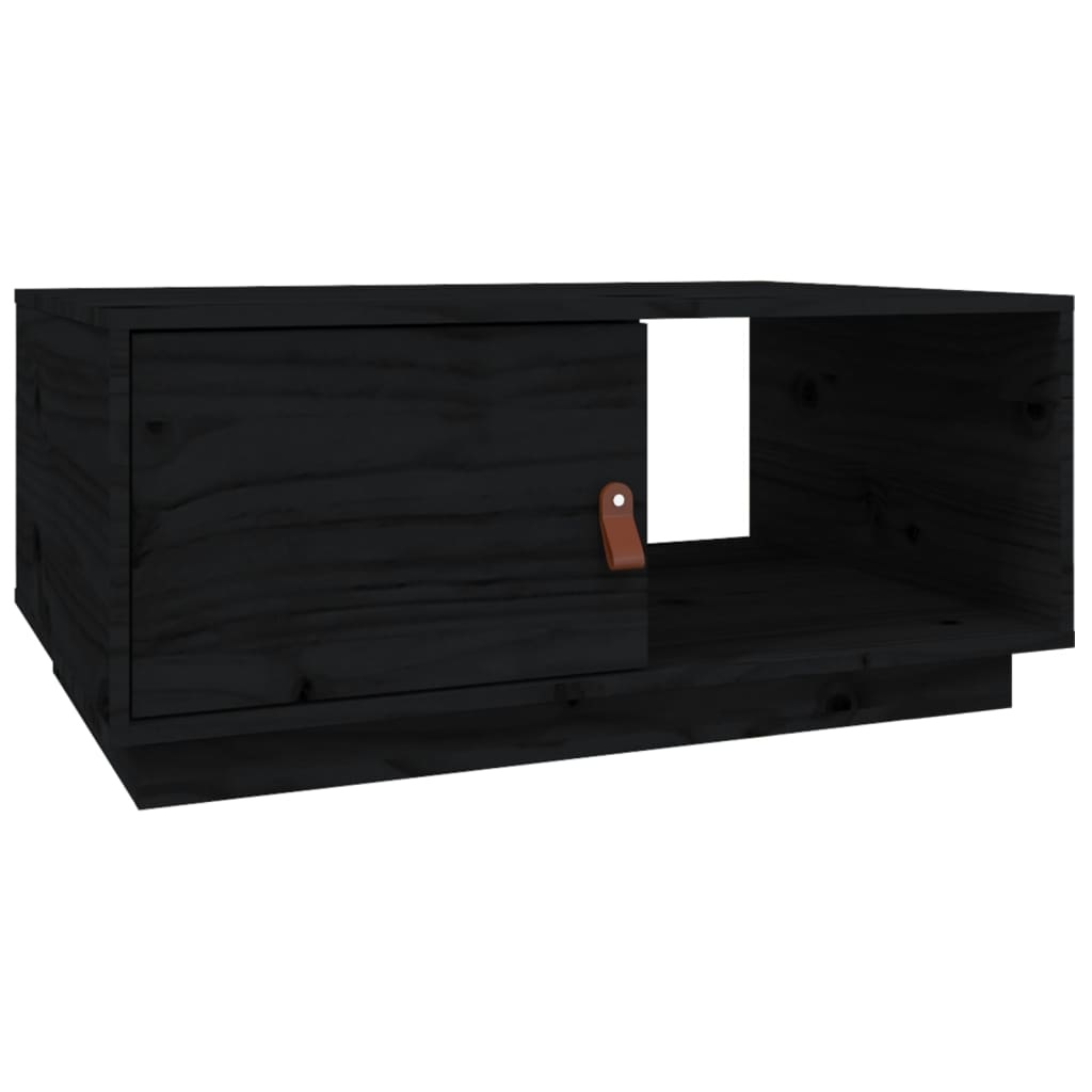 VidaXL Salontafel 80x50x35,5 cm massief grenenhout zwart