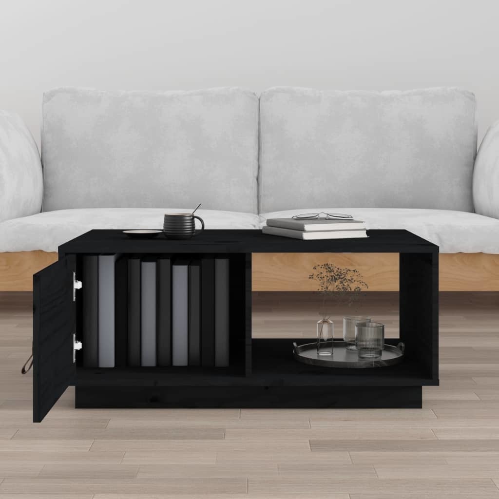 VidaXL Salontafel 80x50x35,5 cm massief grenenhout zwart