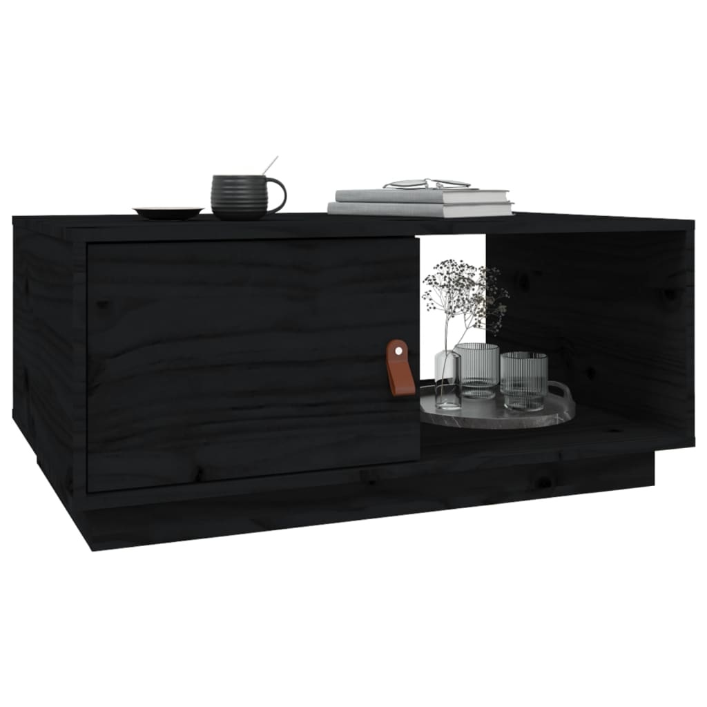 VidaXL Salontafel 80x50x35,5 cm massief grenenhout zwart