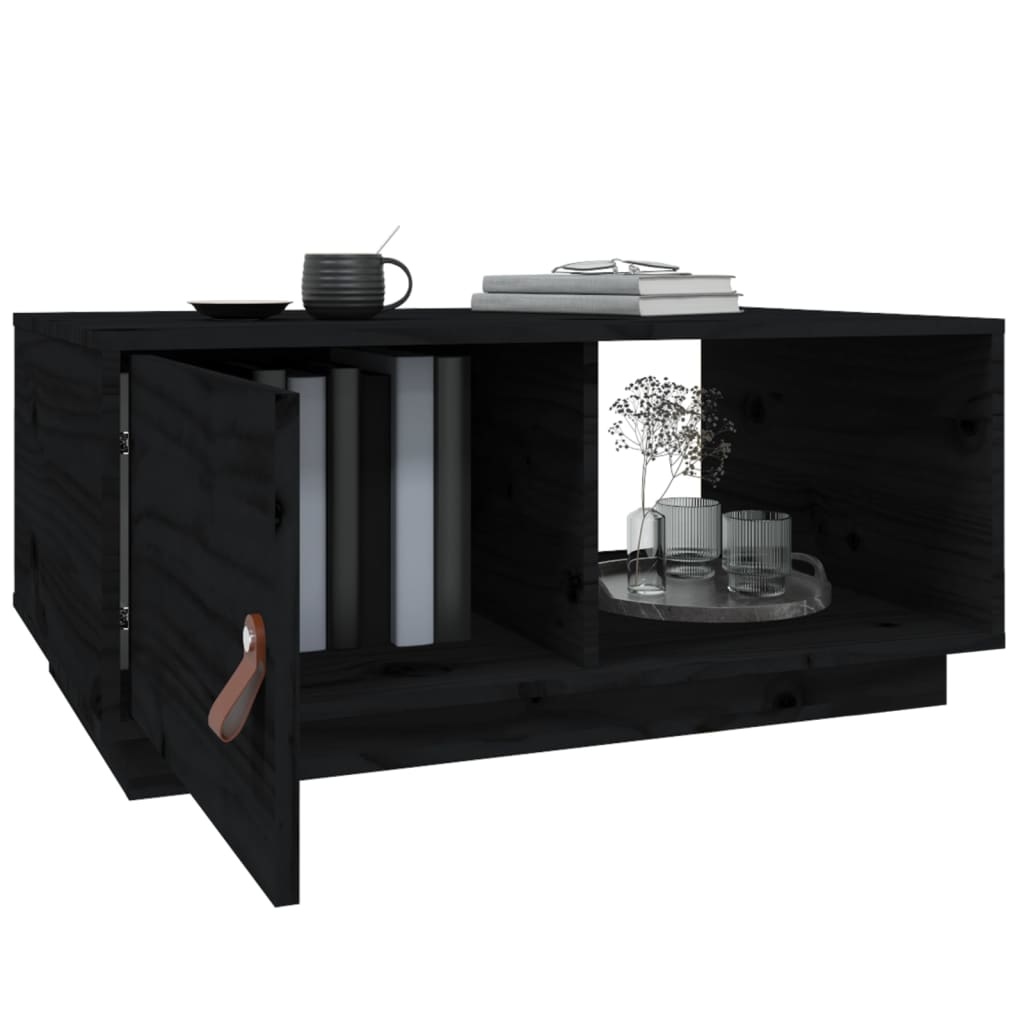 VidaXL Salontafel 80x50x35,5 cm massief grenenhout zwart