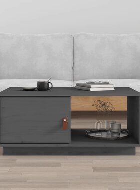 VidaXL Salontafel 80x50x35,5 cm massief grenenhout grijs