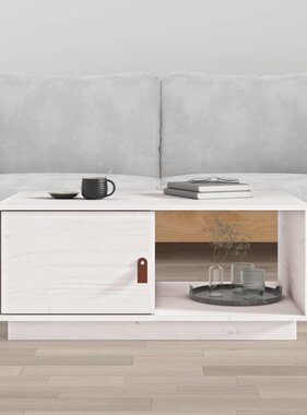 VidaXL Salontafel 80x50x35,5 cm massief grenenhout wit