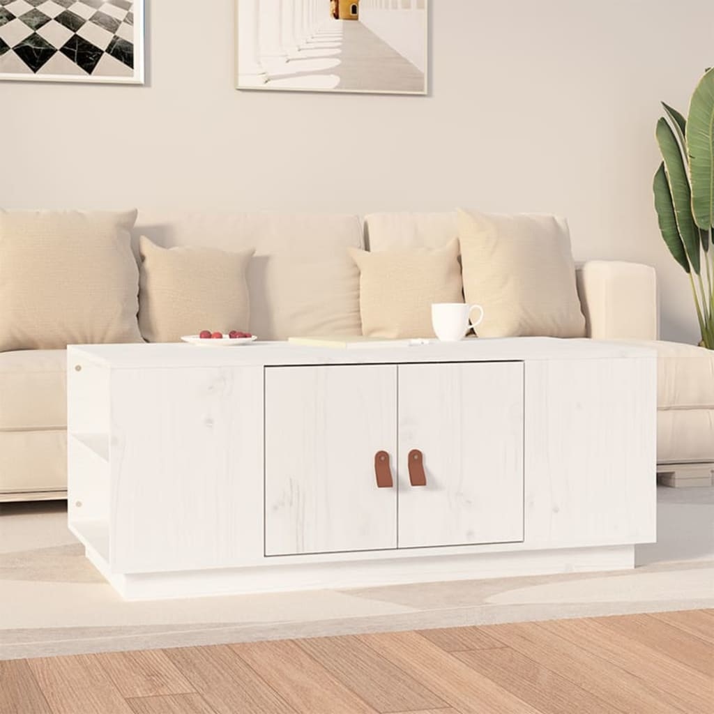 VidaXL Salontafel 100x50x41 cm massief grenenhout wit