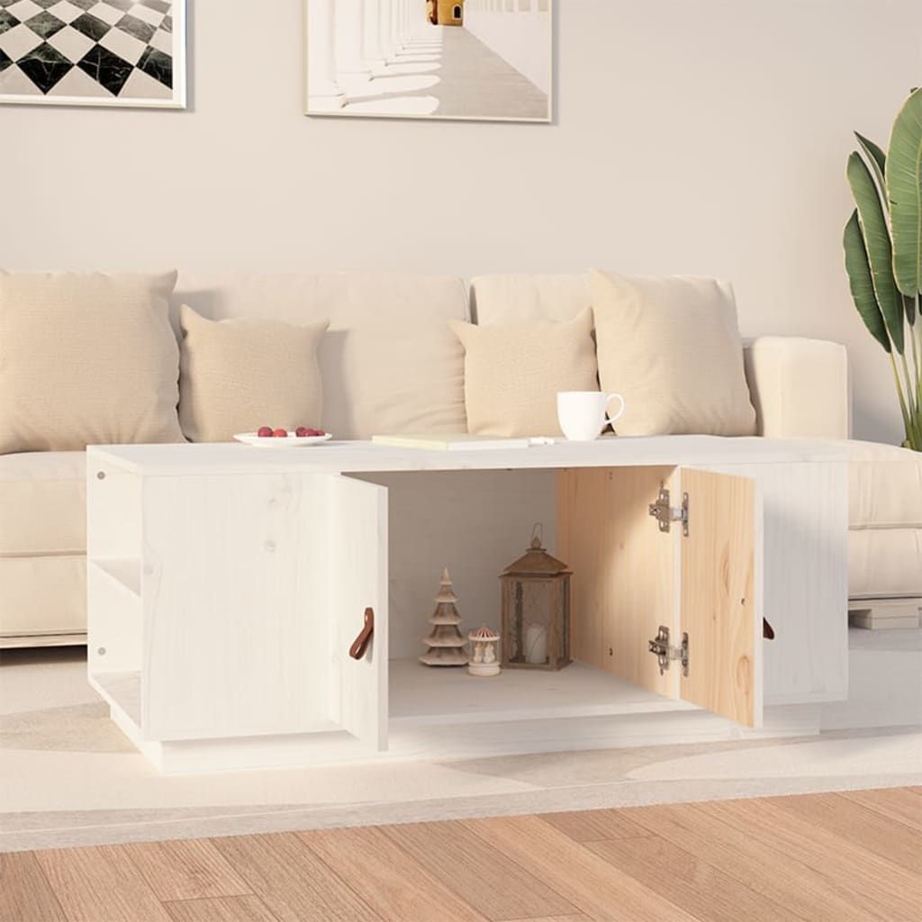 VidaXL Salontafel 100x50x41 cm massief grenenhout wit