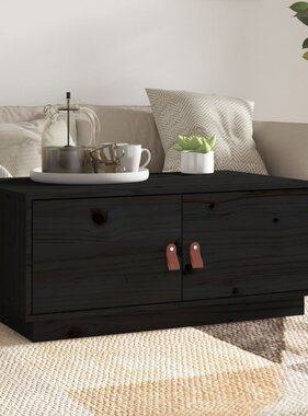 VidaXL Salontafel 80x50x35 cm massief grenenhout zwart