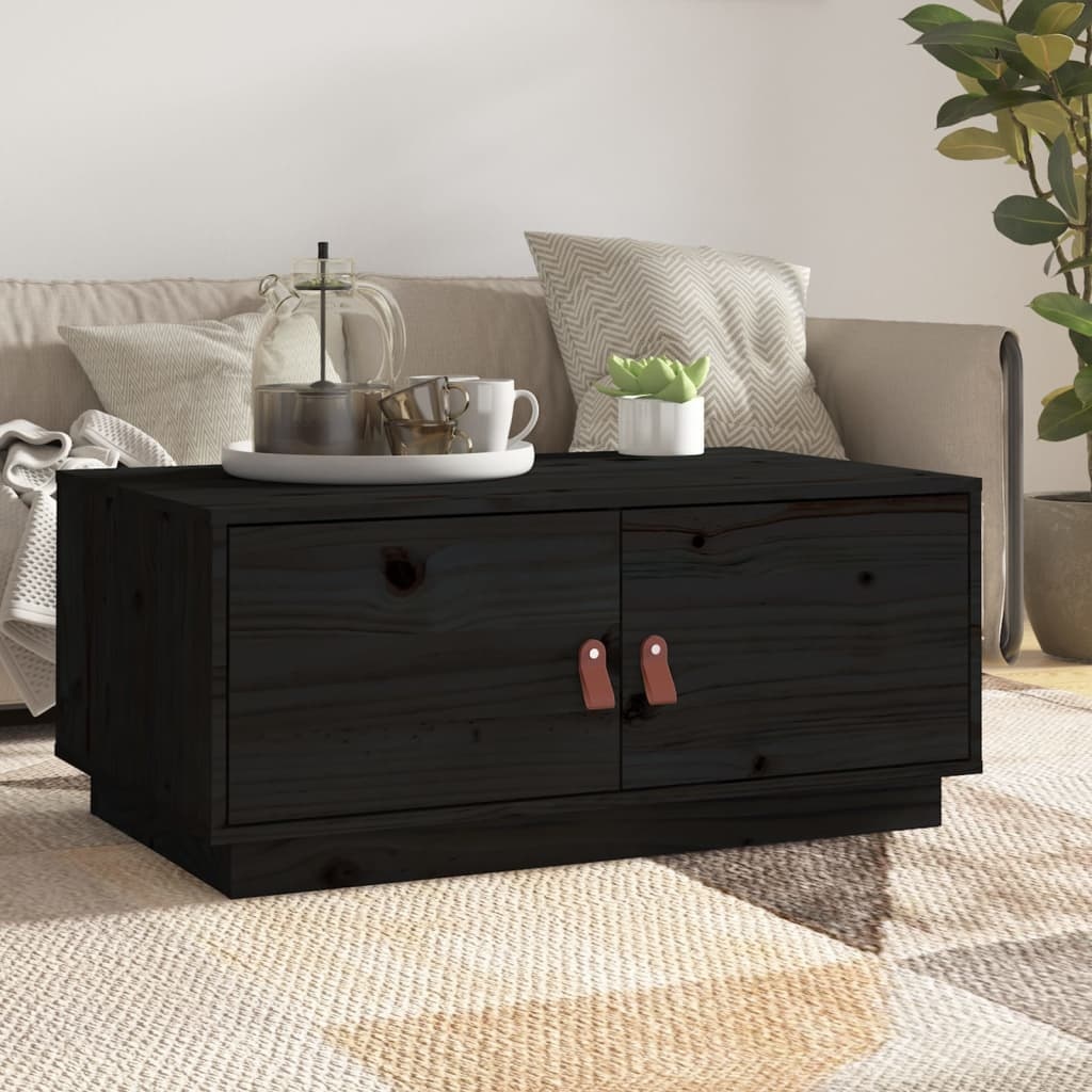 VidaXL Salontafel 80x50x35 cm massief grenenhout zwart