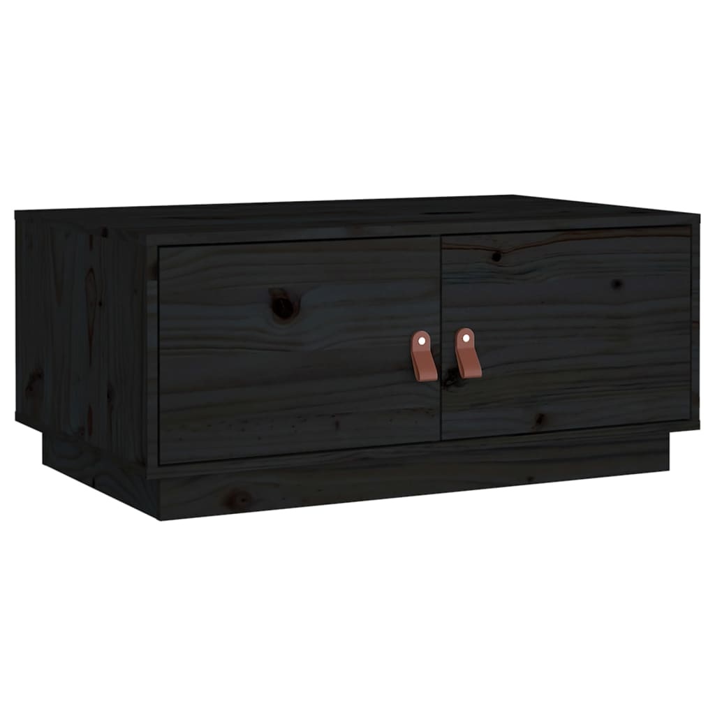 VidaXL Salontafel 80x50x35 cm massief grenenhout zwart