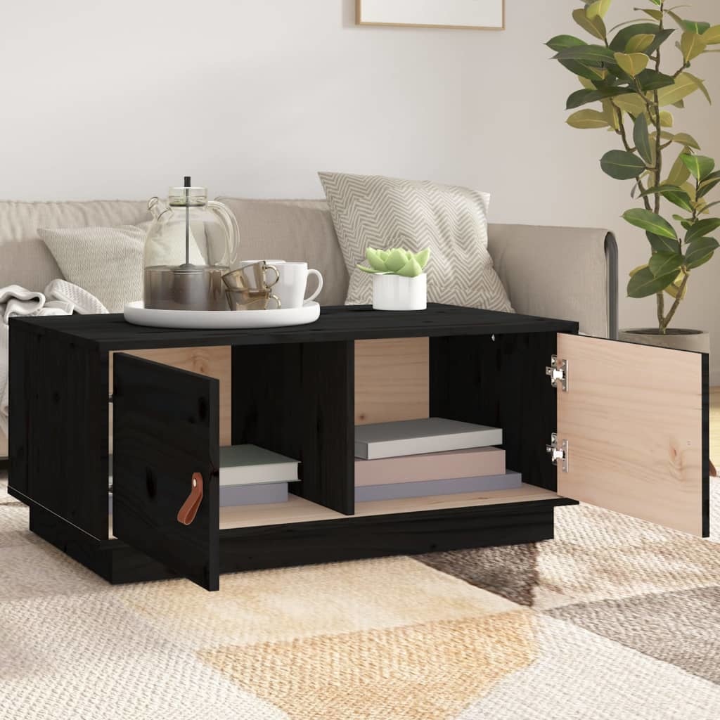 VidaXL Salontafel 80x50x35 cm massief grenenhout zwart
