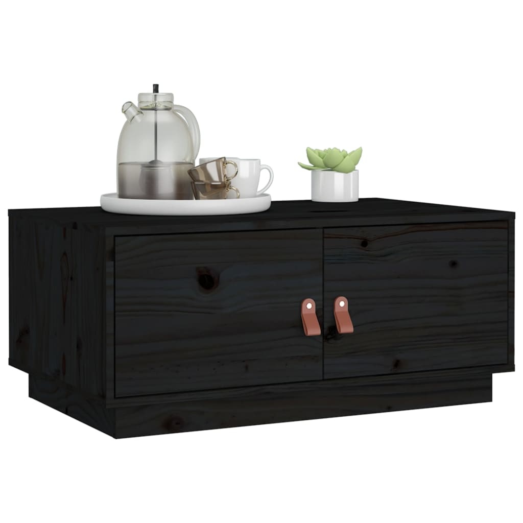 VidaXL Salontafel 80x50x35 cm massief grenenhout zwart