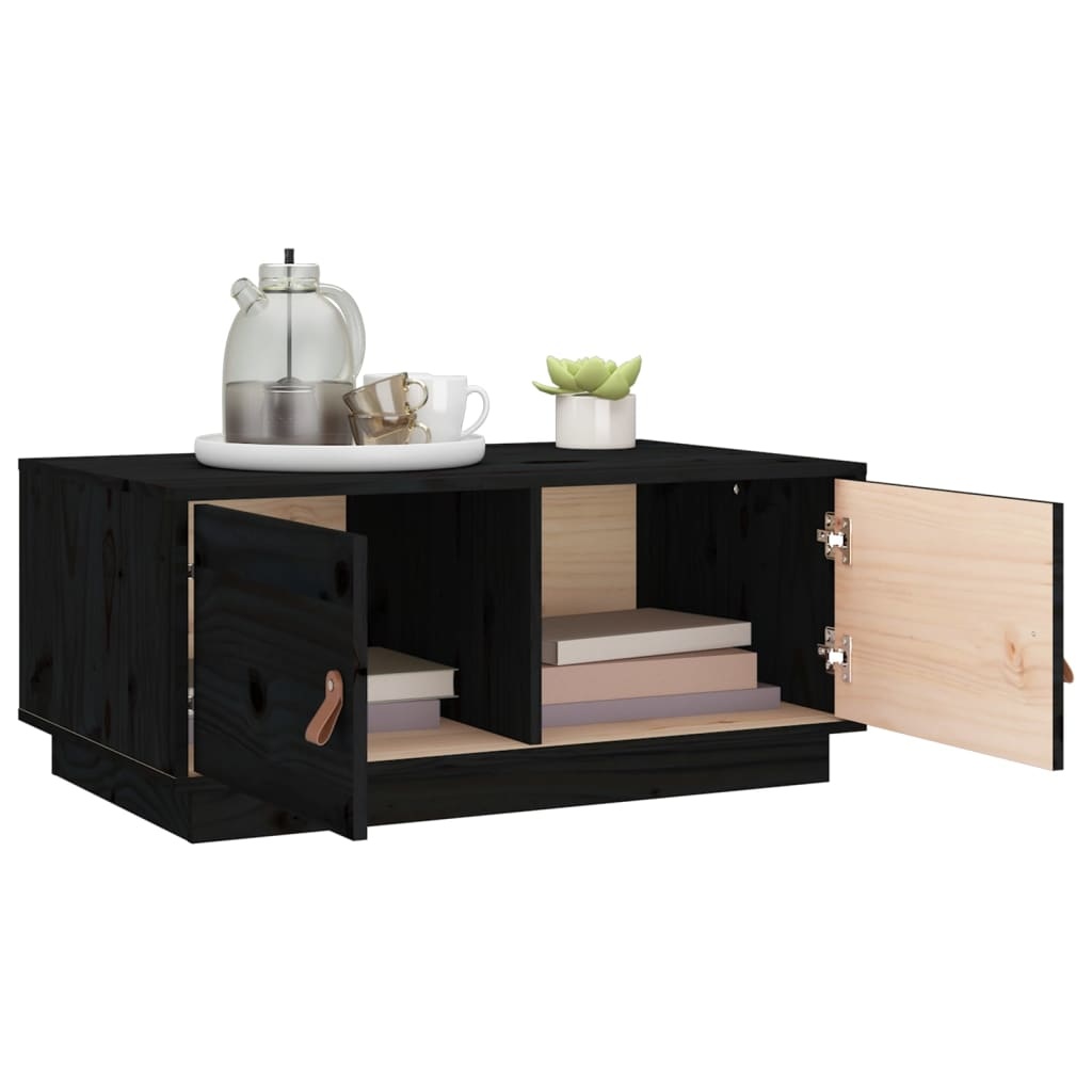 VidaXL Salontafel 80x50x35 cm massief grenenhout zwart