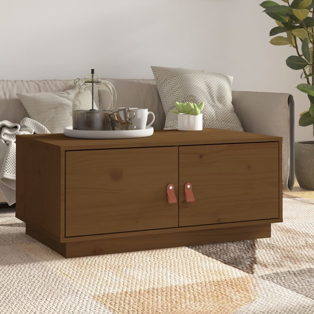 VidaXL Salontafel 80x50x35 cm massief grenenhout honingbruin