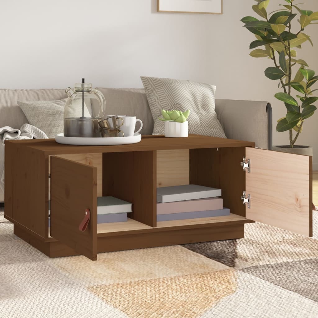 VidaXL Salontafel 80x50x35 cm massief grenenhout honingbruin