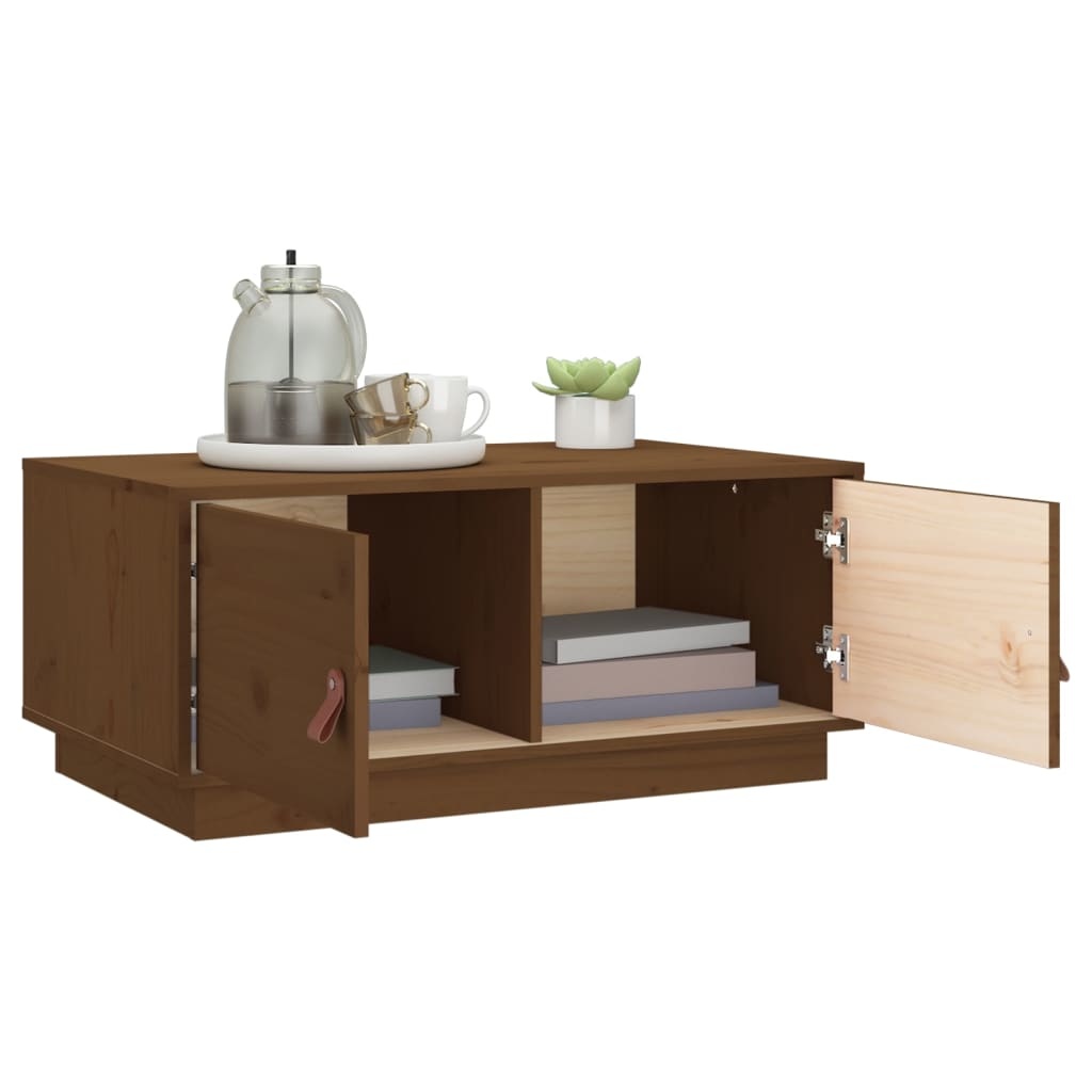 VidaXL Salontafel 80x50x35 cm massief grenenhout honingbruin