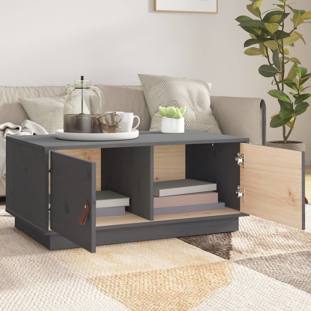 VidaXL Salontafel 80x50x35 cm massief grenenhout grijs