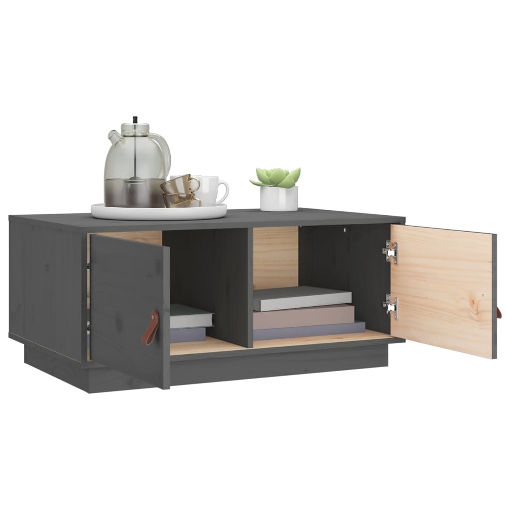 VidaXL Salontafel 80x50x35 cm massief grenenhout grijs