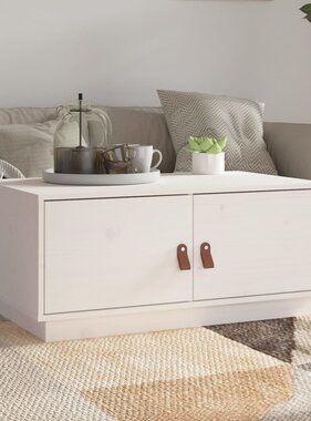 VidaXL Salontafel 80x50x35 cm massief grenenhout wit