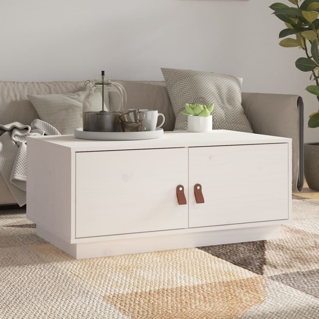 VidaXL Salontafel 80x50x35 cm massief grenenhout wit