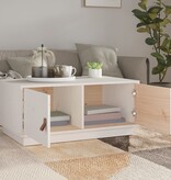 VidaXL Salontafel 80x50x35 cm massief grenenhout wit