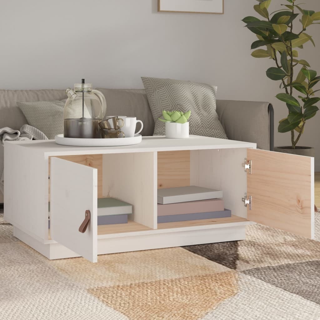 VidaXL Salontafel 80x50x35 cm massief grenenhout wit