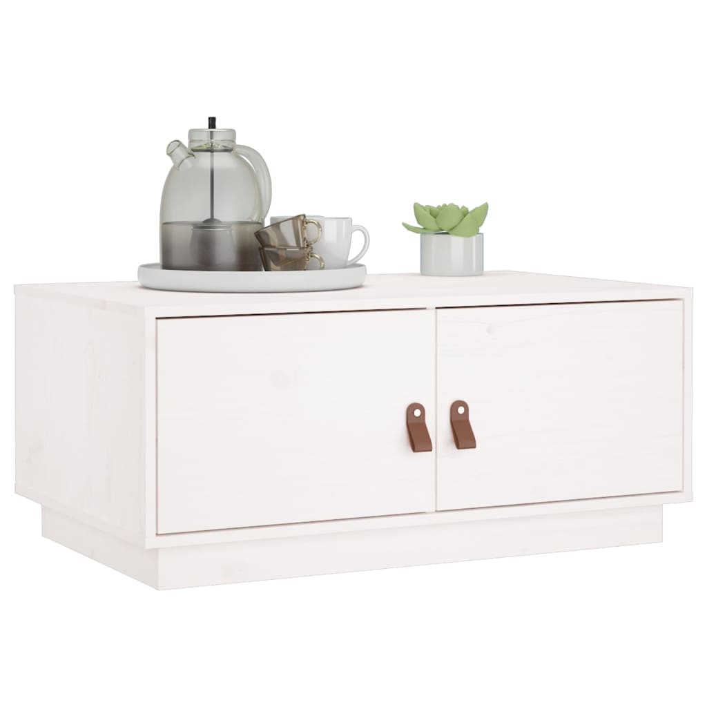 VidaXL Salontafel 80x50x35 cm massief grenenhout wit