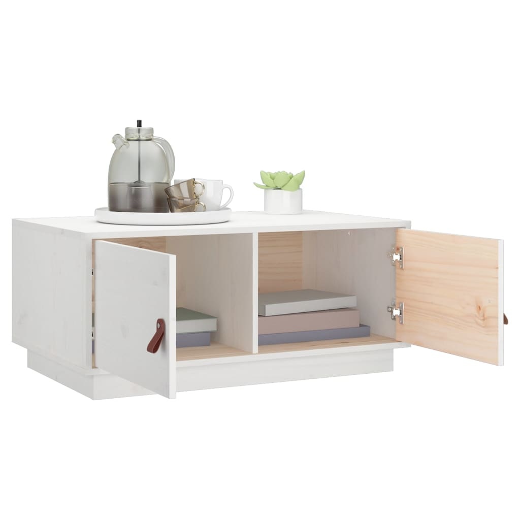 VidaXL Salontafel 80x50x35 cm massief grenenhout wit