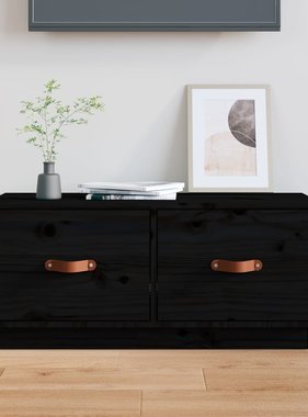 VidaXL Tv-meubel 80x34x35 cm massief grenenhout zwart