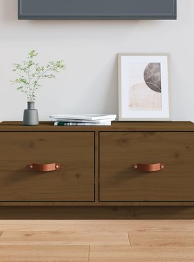 VidaXL Tv-meubel 80x34x35 cm massief grenenhout honingbruin