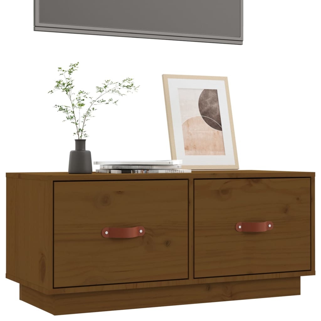 VidaXL Tv-meubel 80x34x35 cm massief grenenhout honingbruin