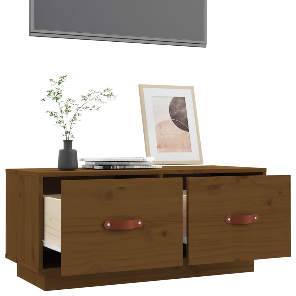 VidaXL Tv-meubel 80x34x35 cm massief grenenhout honingbruin