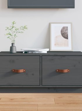 VidaXL Tv-meubel 80x34x35 cm massief grenenhout grijs