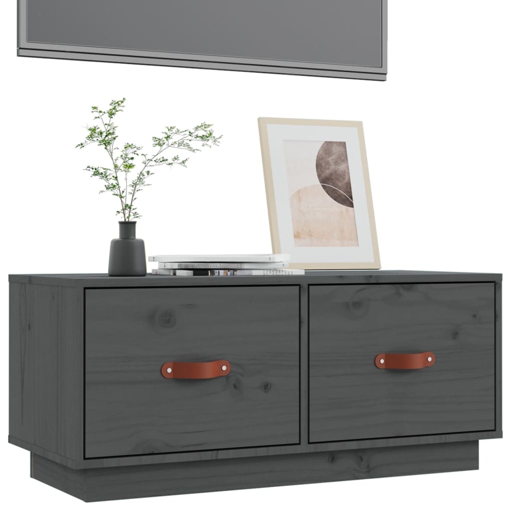 VidaXL Tv-meubel 80x34x35 cm massief grenenhout grijs