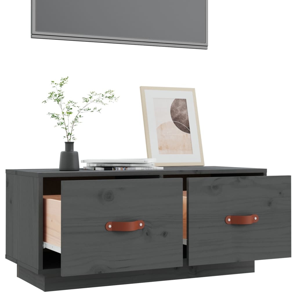 VidaXL Tv-meubel 80x34x35 cm massief grenenhout grijs
