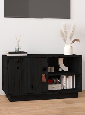 VidaXL Tv-meubel 70x34x40 cm massief grenenhout zwart
