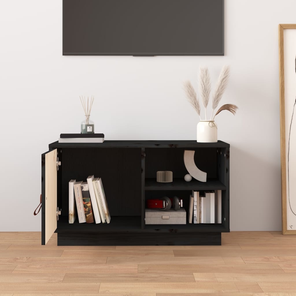 VidaXL Tv-meubel 70x34x40 cm massief grenenhout zwart