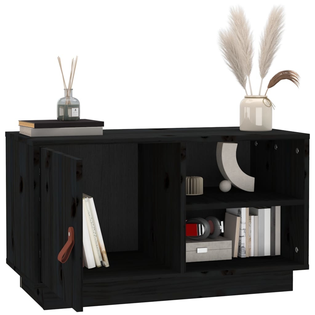 VidaXL Tv-meubel 70x34x40 cm massief grenenhout zwart