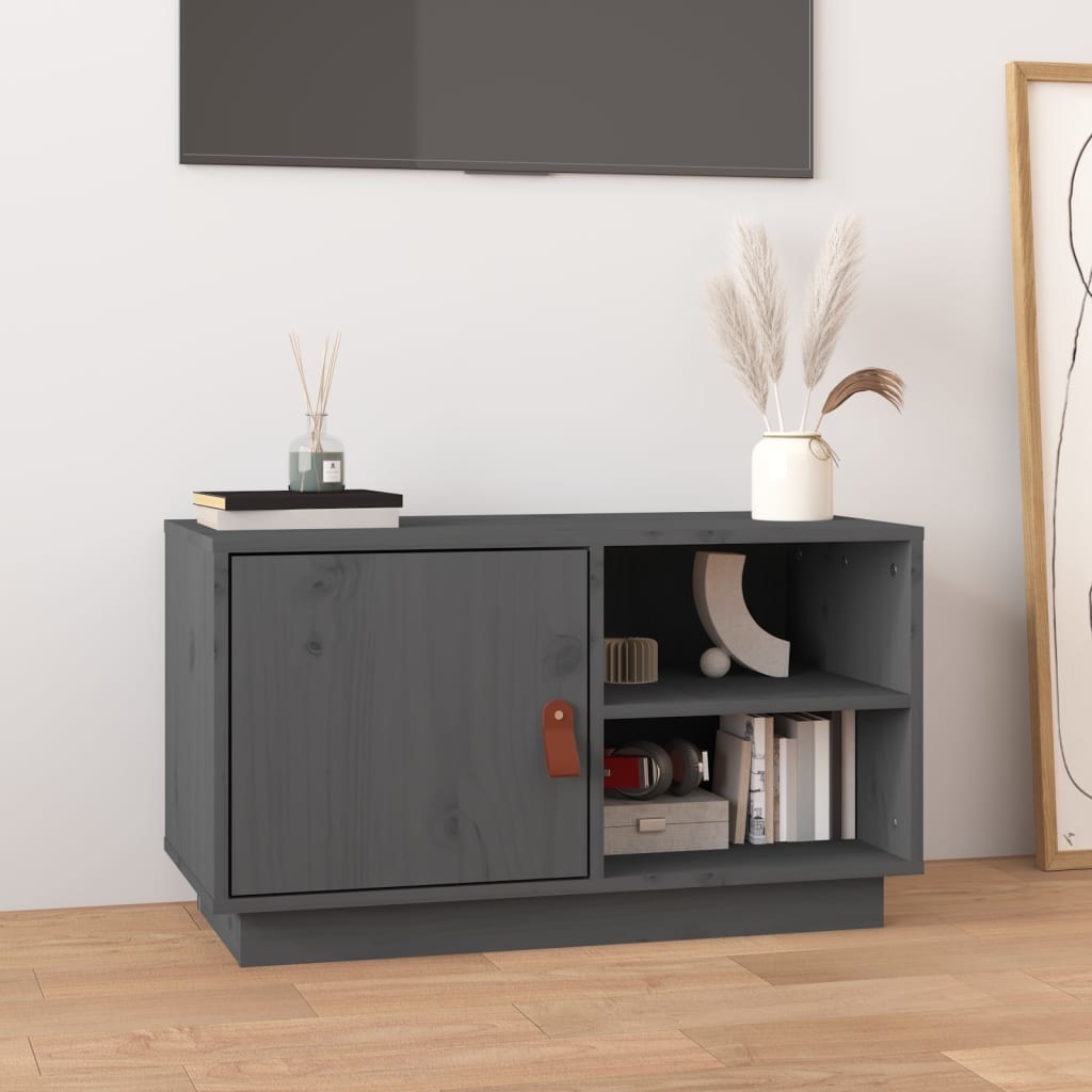 VidaXL Tv-meubel 70x34x40 cm massief grenenhout grijs
