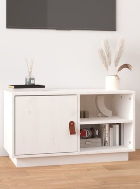 vidaXL Tv-meubel 70x34x40 cm massief grenenhout wit