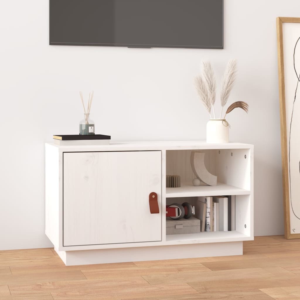 VidaXL Tv-meubel 70x34x40 cm massief grenenhout wit
