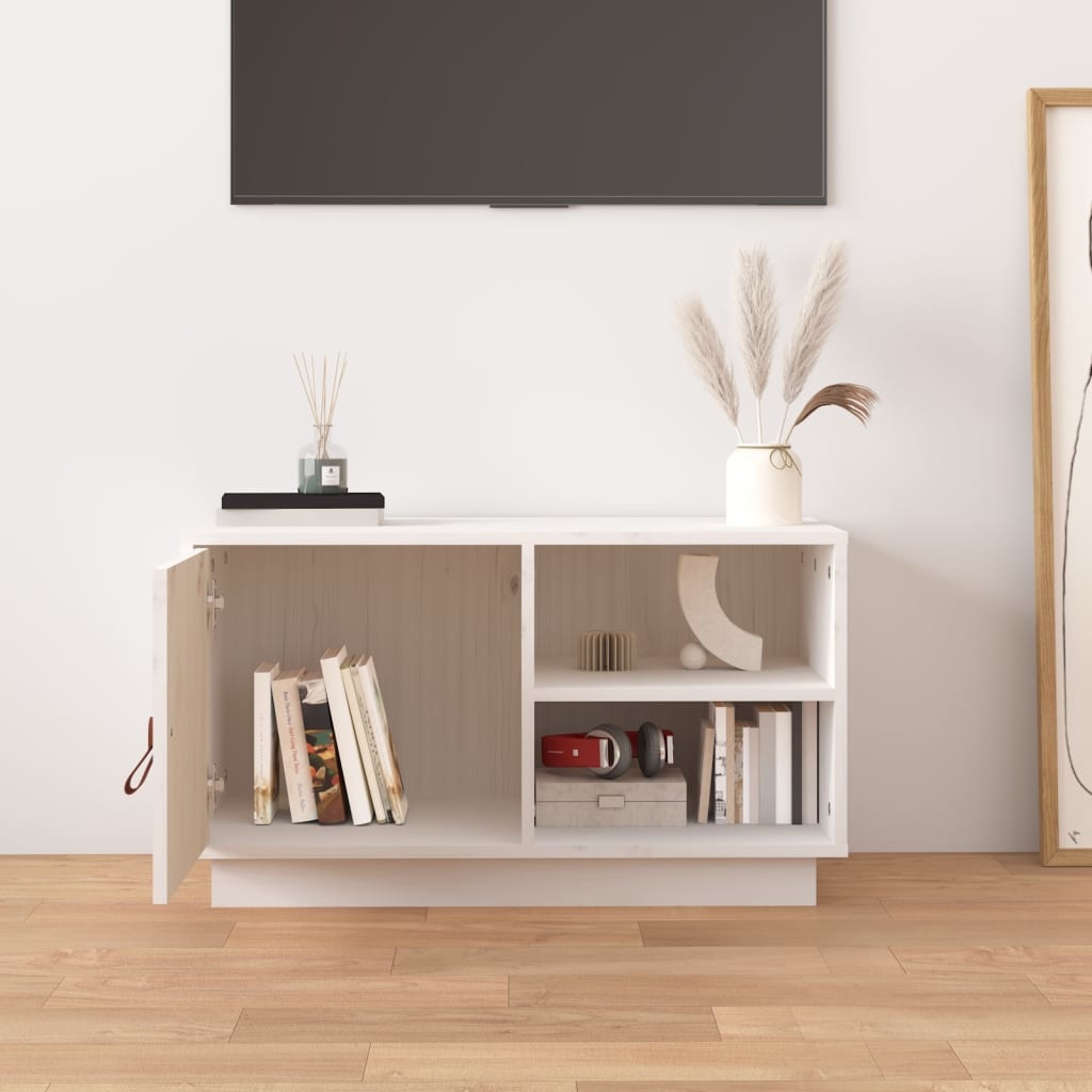 VidaXL Tv-meubel 70x34x40 cm massief grenenhout wit