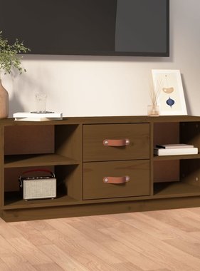 VidaXL Tv-meubel 100x34x40 cm massief grenenhout honingbruin