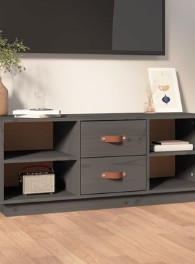 VidaXL Tv-meubel 100x34x40 cm massief grenenhout grijs