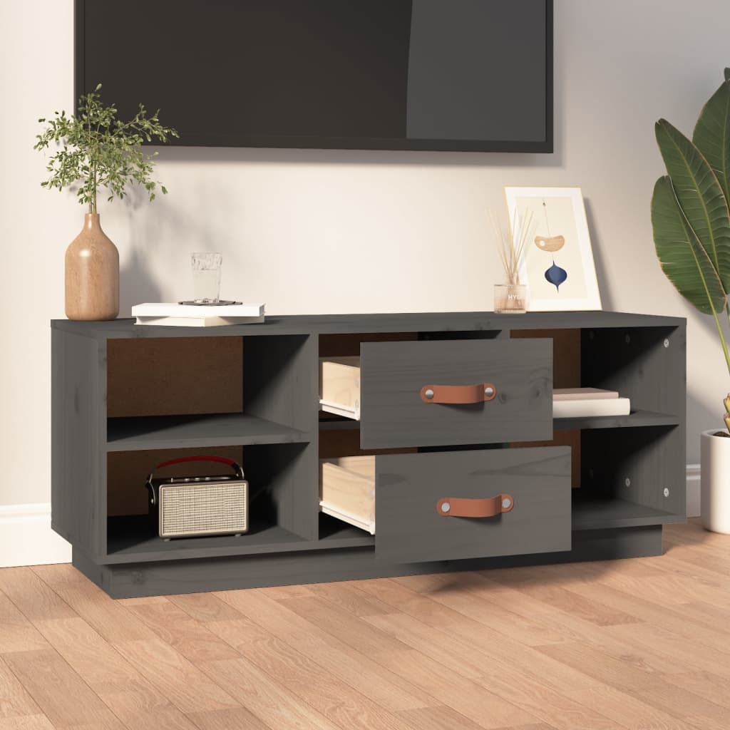 VidaXL Tv-meubel 100x34x40 cm massief grenenhout grijs